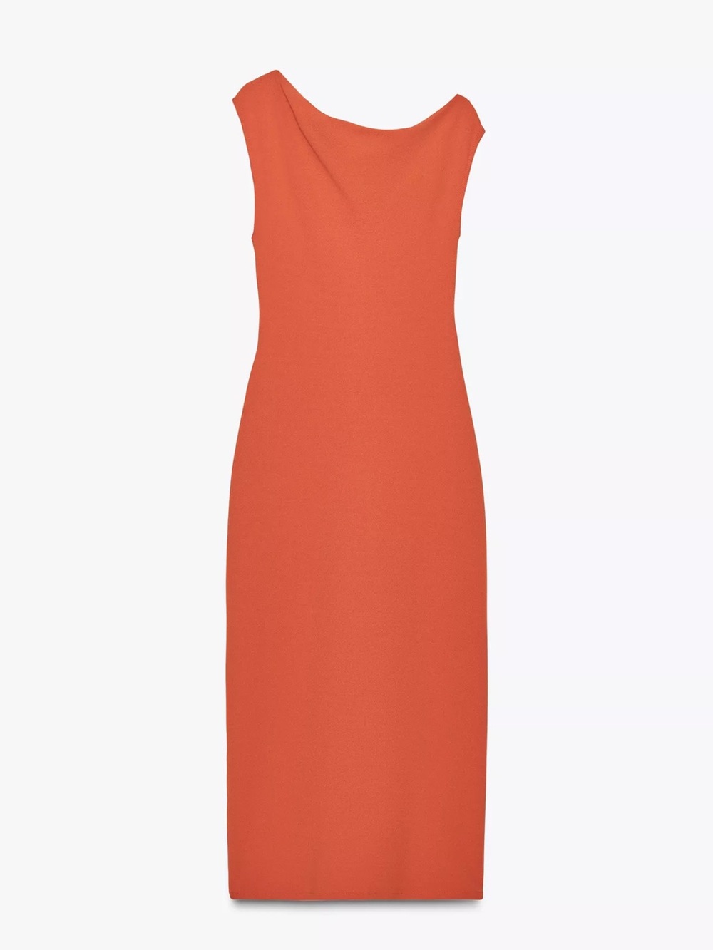Zara Sleeveless Asymmetrical Midi Sheath Dress